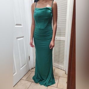 Long Emerald Corseted Dress with Adjustable Straps